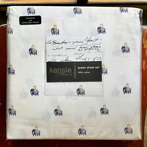 KENSIE Home QUEEN Size Cotton ELEPHANTS Sheet Set - India Elephant - Picture 2 of 7